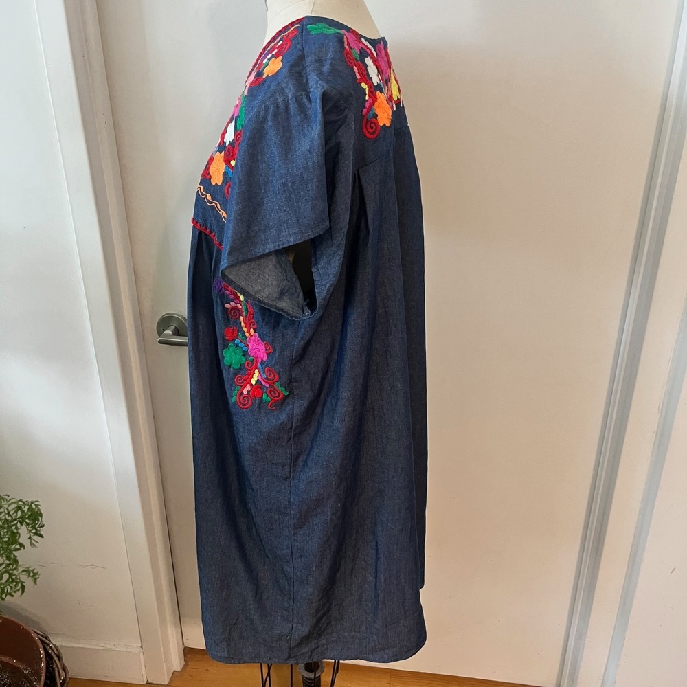YZXDORWJ Mexican Inspired Embroidered Cotton Boho Dress Size XXL - Picture 3 of 9